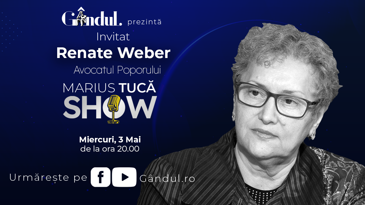 Imagine Stire Marius Tucă Show începe miercuri, 3 mai, de la ora 20.00, live pe gândul.ro. Invitata: Renate Weber | 2review.ro