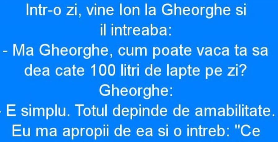 Imagine Stire BANCUL ZILEI | „Măi, Gheorghe, cum dă vaca ta atâta lapte?” | 2review.ro