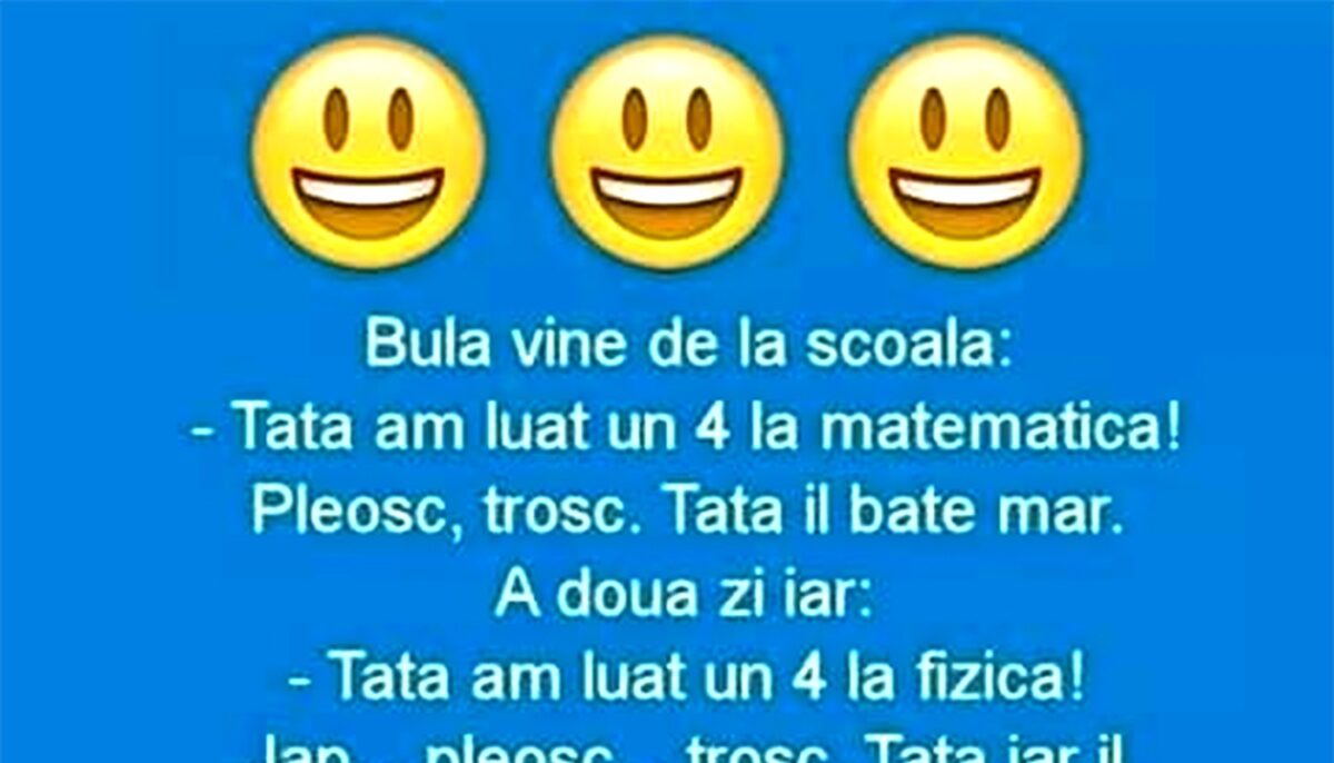 Imagine Stire BANC | Bulă vine de la școală: „Tată, am luat 4 la matematică” | 2review.ro