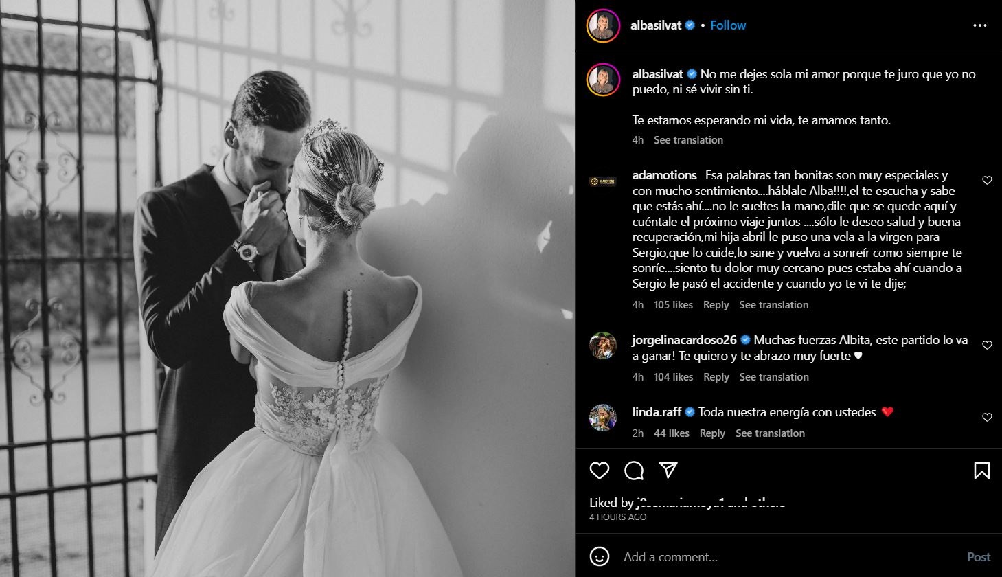 Alba Silva, soția lui Sergio Rico, a transmis un mesaj pe internet 