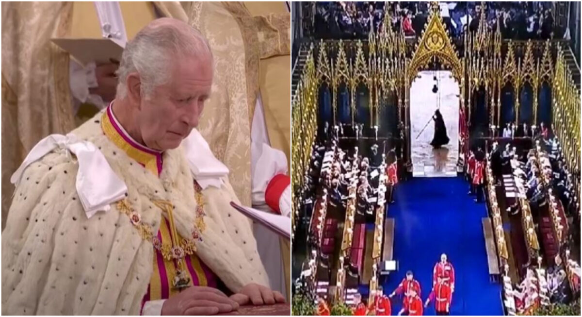 VIRAL | Apariție bizară la încoronarea Regelui Charles al III-lea. Silueta a fost denumită de internauți „moartea cu coasa”