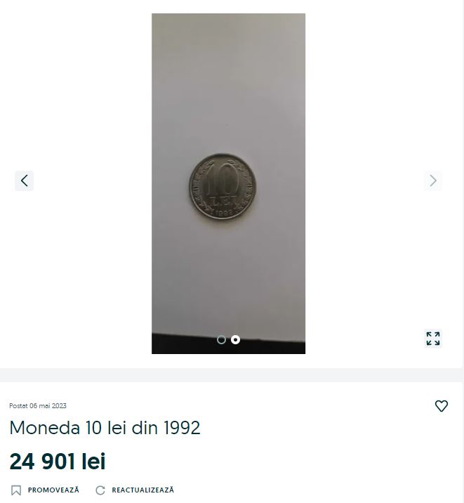moneda 10 lei 1992
