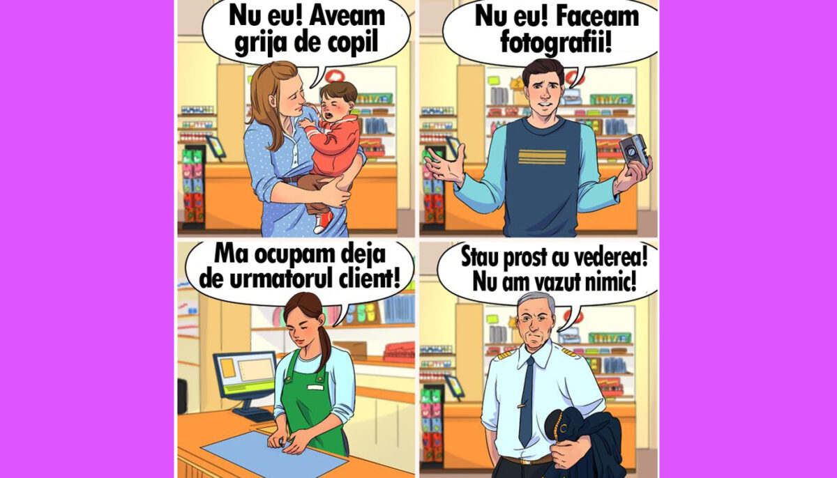 Test de logică | Care dintre acești 4 oameni a furat portofelul din supermarket?