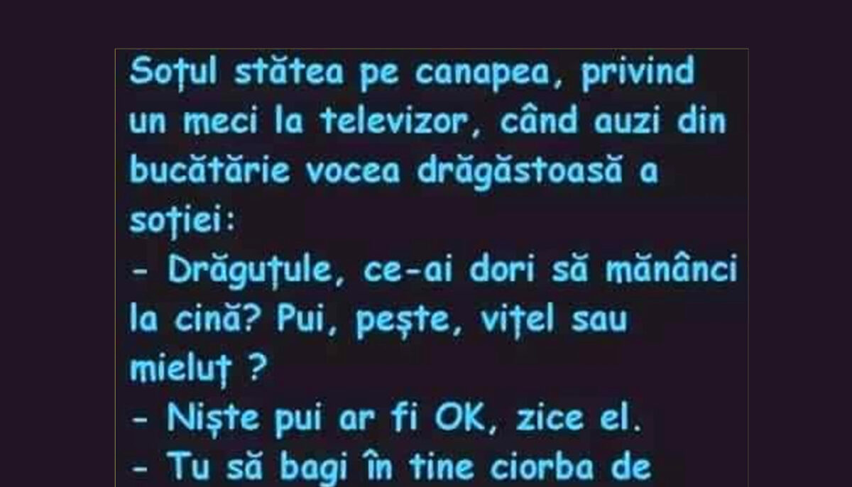 Imagine Stire BANCUL ZILEI | „Drăguțule, ce-ai dori să mănânci la cină?” | 2review.ro
