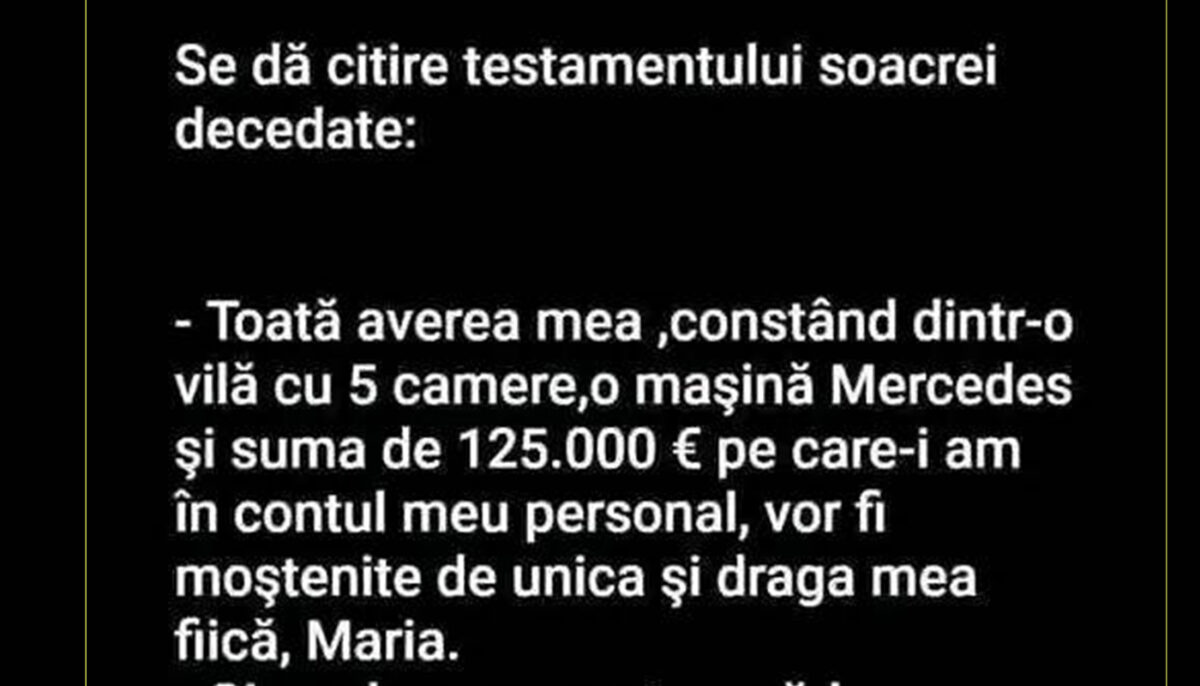 Imagine Stire Bancul începutului de iunie | Testamentul soacrei | 2review.ro