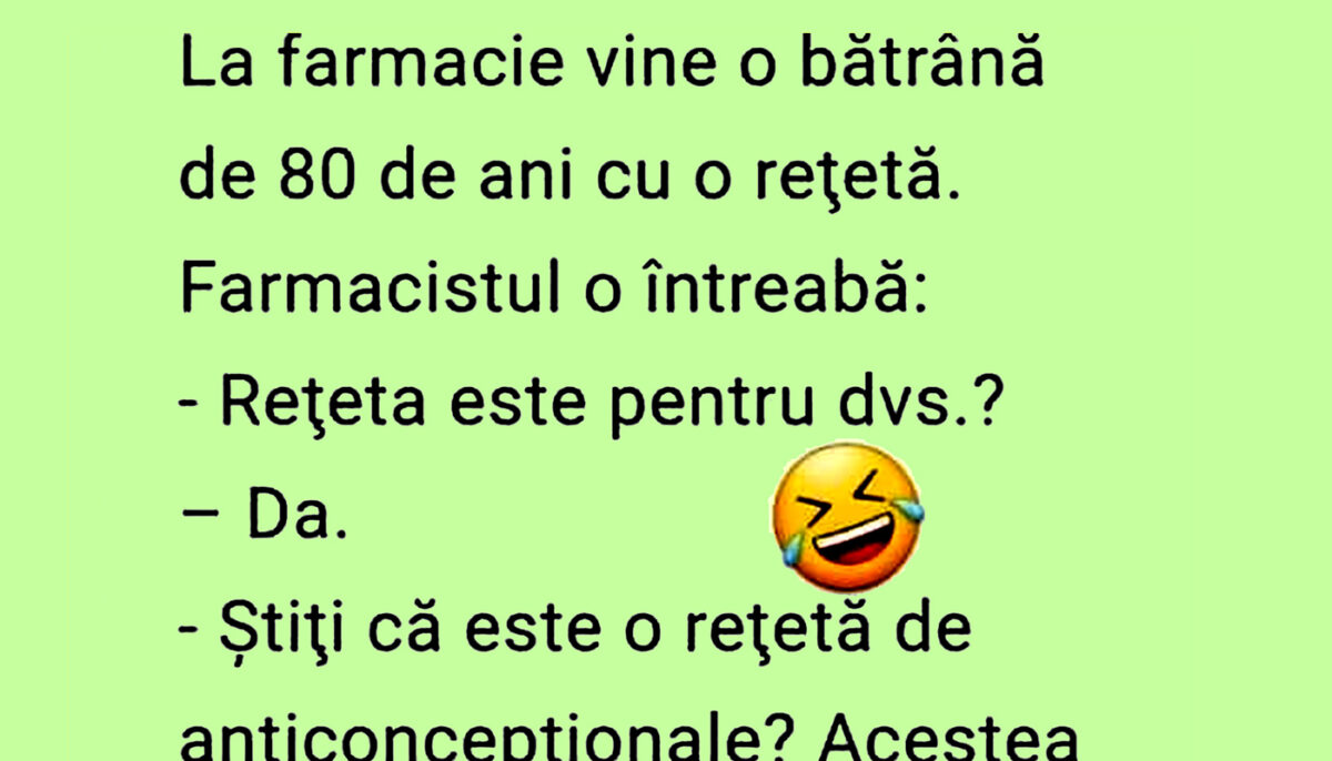 Imagine Stire BANCUL ZILEI | O pensionară de 80 de ani intră în farmacie și vrea anticoncenționale | 2review.ro