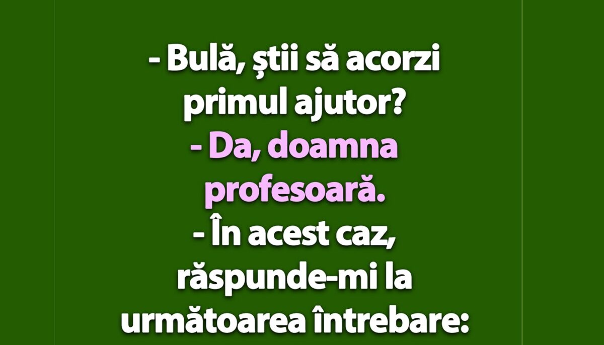 Imagine Stire BANC | „Bulă, știi să acorzi primul ajutor?” | 2review.ro