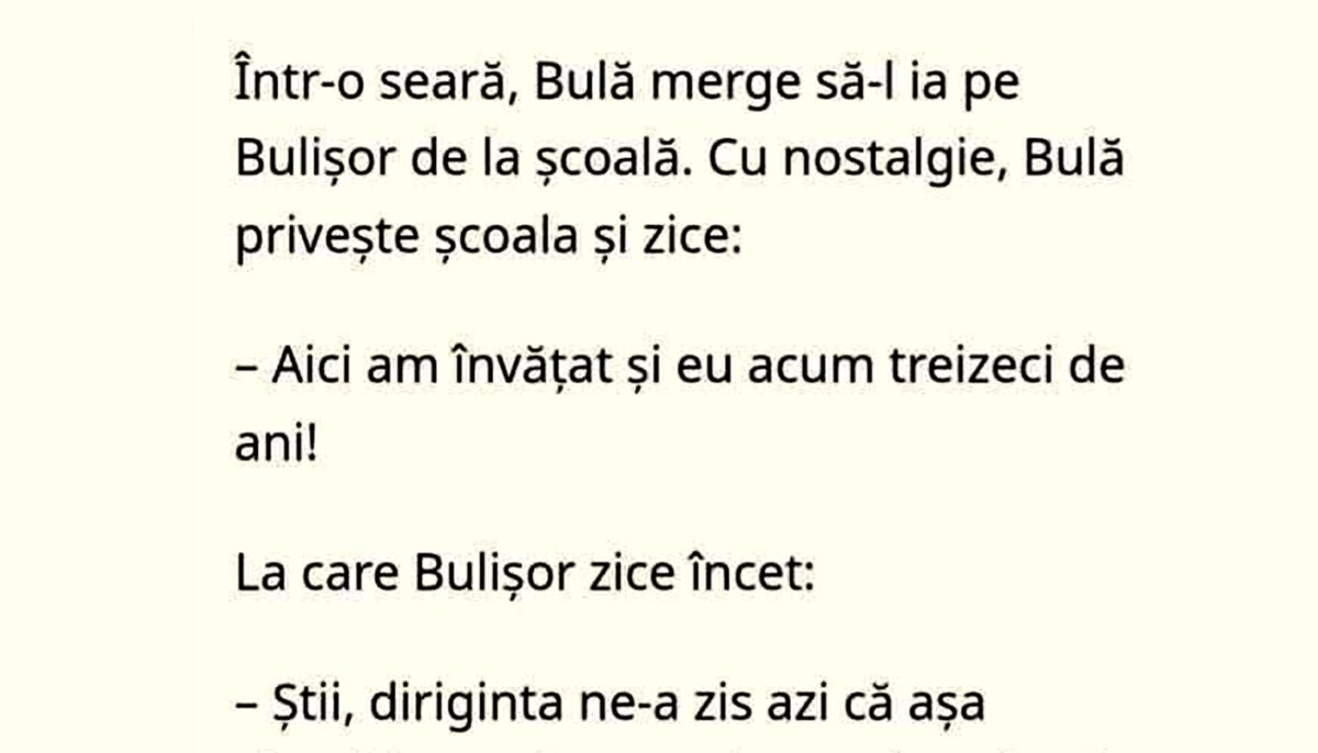 Imagine Stire BANC | Bulă îl ia pe Bulișor de la școală | 2review.ro