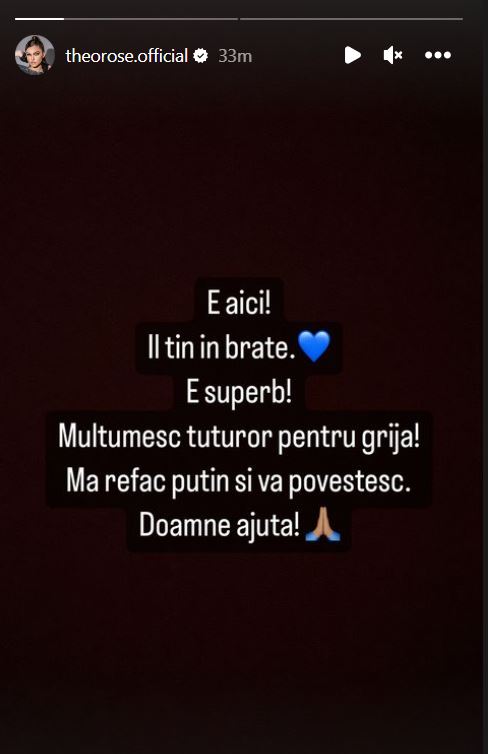 Theo Rose a transmis un mesaj, după ce a devenit mamă / Sursă foto: Instastory
