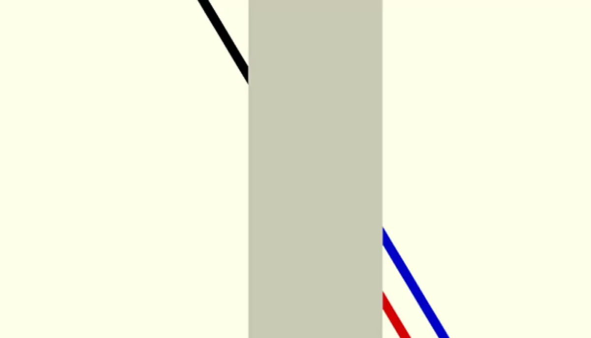 Iluzia optică Poggendorff: Care linie o continuă pe cea neagră – cea albastră sau cea roșie?