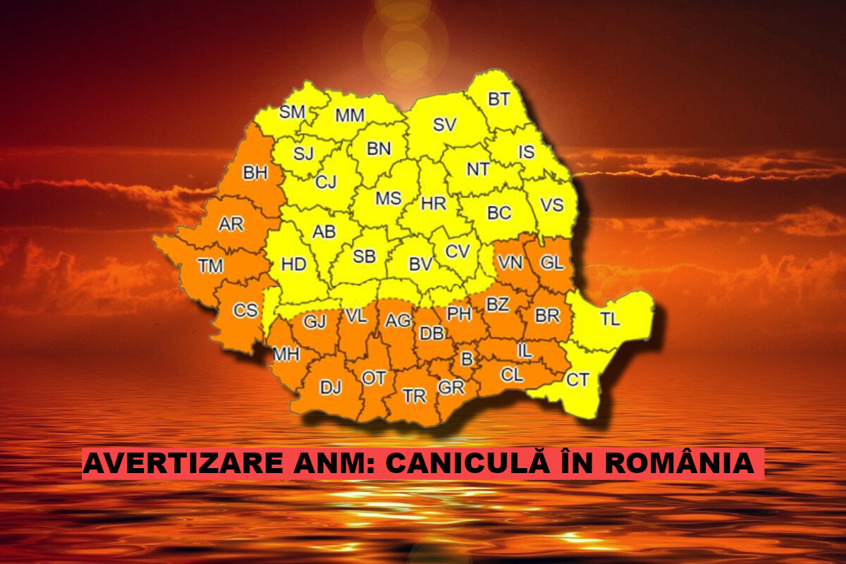 ANM, avertizare de ultimă oră. România, sub o cupolă de foc. Cod galben și portocaliu de caniculă, temperaturile ajung la 39 de grade Celsius
