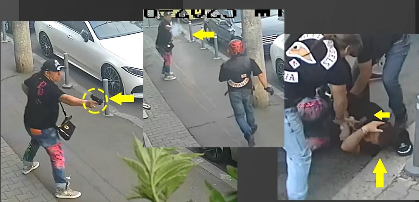 Au apărut imaginile din timpul ”Bătăliei de la Foișorul de Foc”. Se vede cum un bărbat trage în motocicliștii atacatori