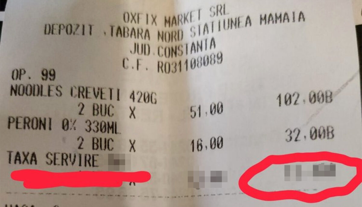 Cât a plătit un client bacșiș obligatoriu, pentru o notă de 134 de lei, într-un restaurant din Mamaia