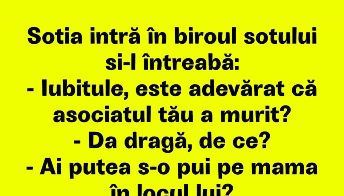 Imagine Stire Bancul dimineții | Soția intră în biroul soțului | 2review.ro