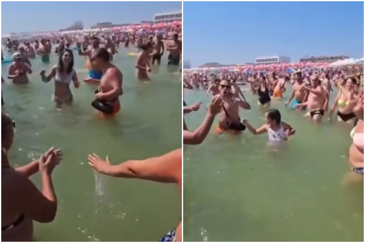 Imagini incredibile la Eforie. Oamenii au dansat în mare, cu boxa și paharele de bautură după ei | VIDEO