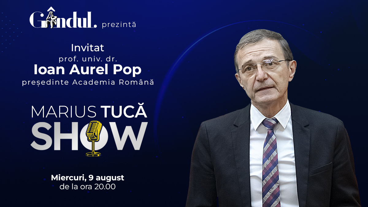 Imagine Stire Marius Tucă Show începe miercuri, 9 august, de la ora 20.00, live pe gândul.ro. Invitat: Acad. prof. univ. dr. Ioan Aurel Pop | 2review.ro