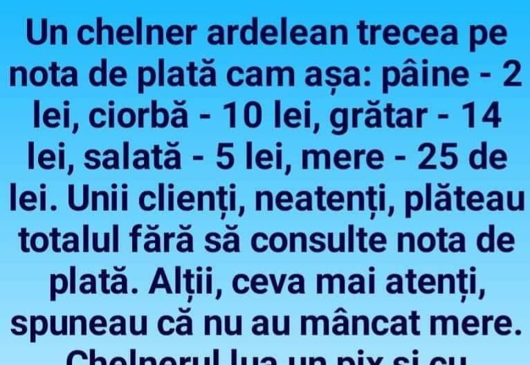 BANC Chelnerul ardelean și... merele