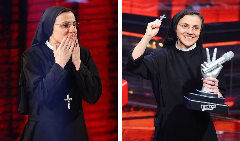 O mai ții minte pe călugărița care a câștigat Vocea Italiei? A renunțat la viața la mănăstire și arată ca la un concurs de Miss