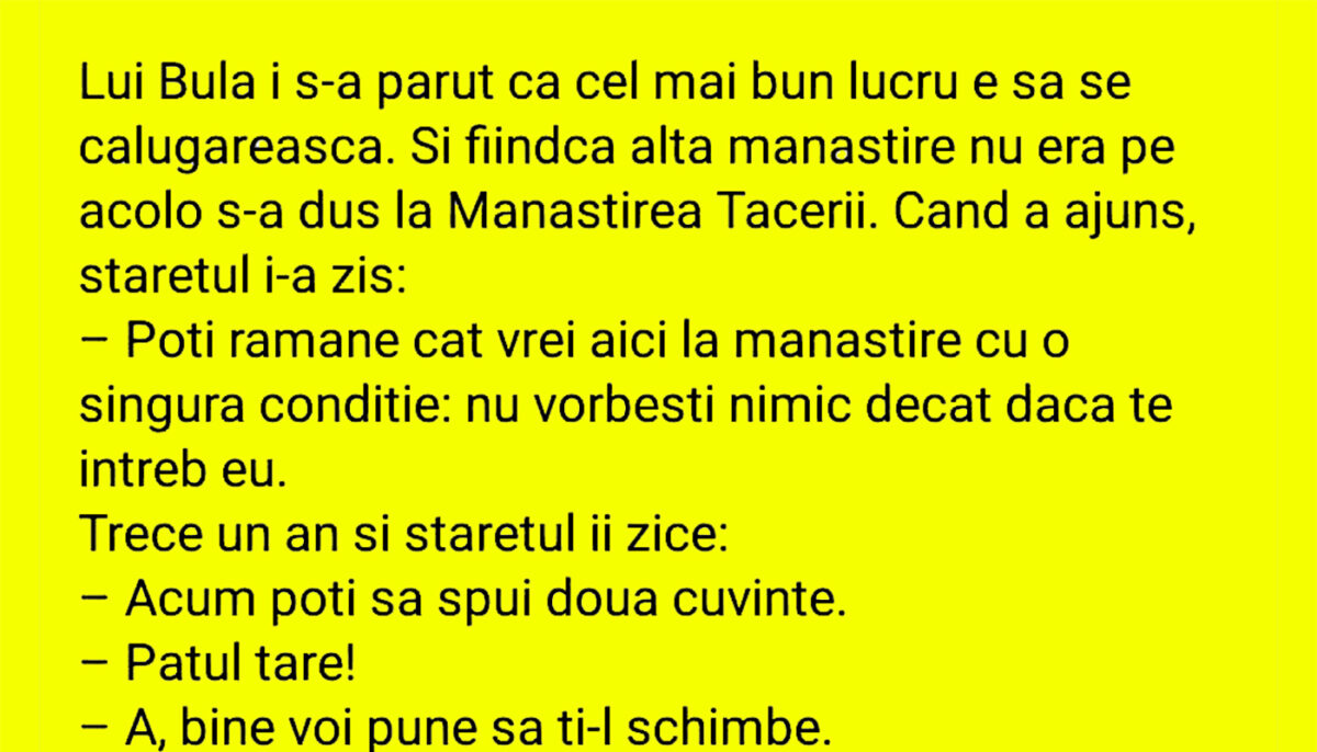 Imagine Stire BANC | Bulă se călugărește la Mânăstirea Tăcerii | 2review.ro