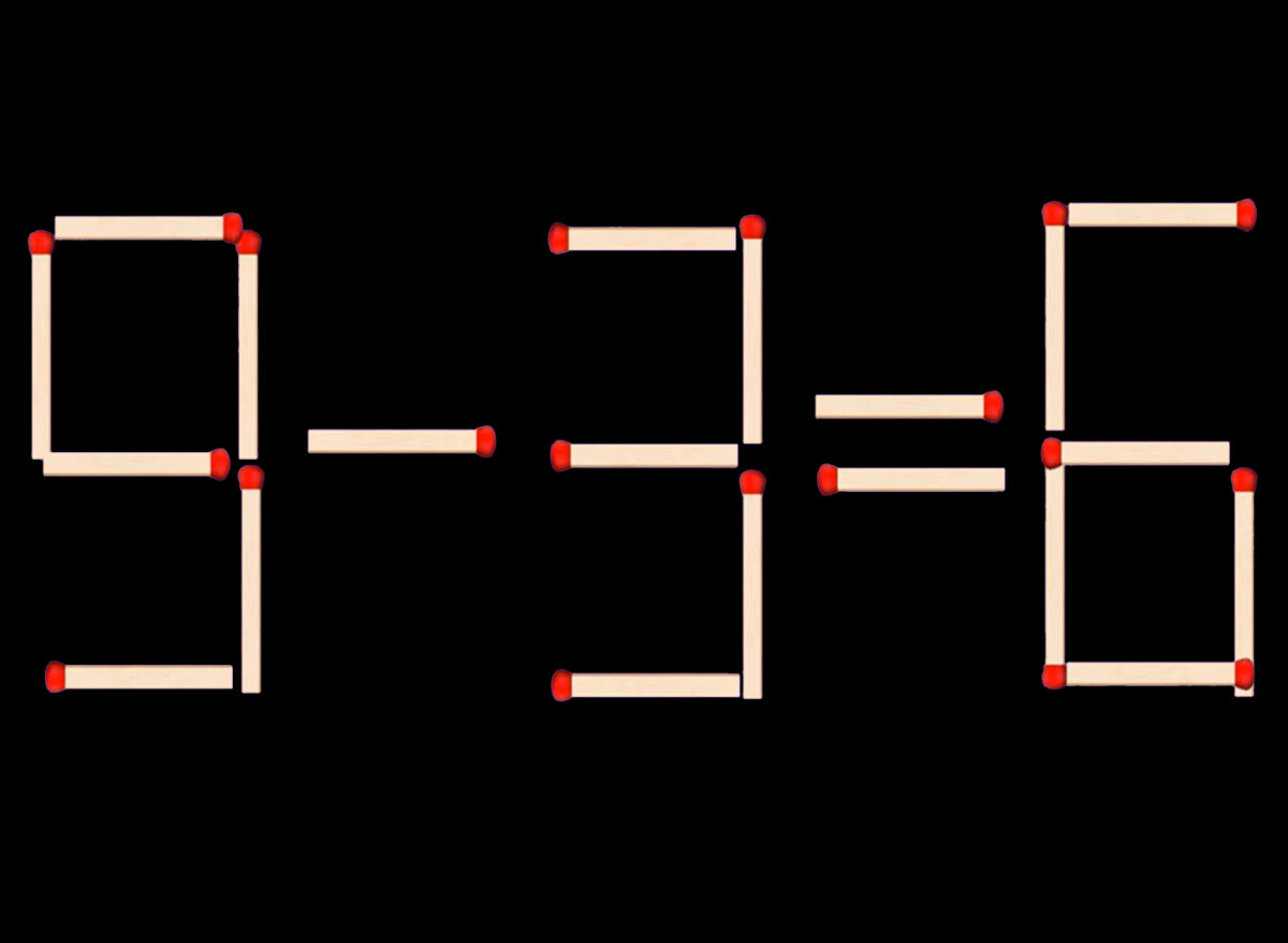 Imagine Stire Test de inteligență | Mutați un chibrit pentru a obține din 9-3=6 încă 2 egalități corecte! | 2review.ro