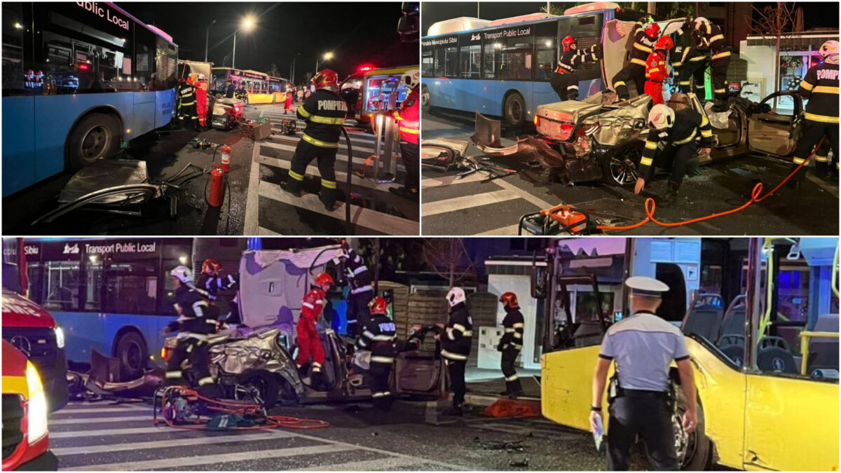 Șoferul unui BMW cu numărul ZEU, și-a omorât prietena într-un accident. A distrus inclusiv mașinile de transport în comun