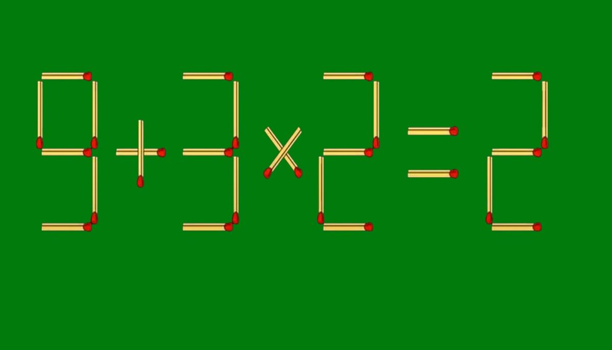 Imagine Stire Test de inteligență cu chibrituri | Mutați un singur băț pentru a corecta 9 + 3 x 2 = 2 | 2review.ro