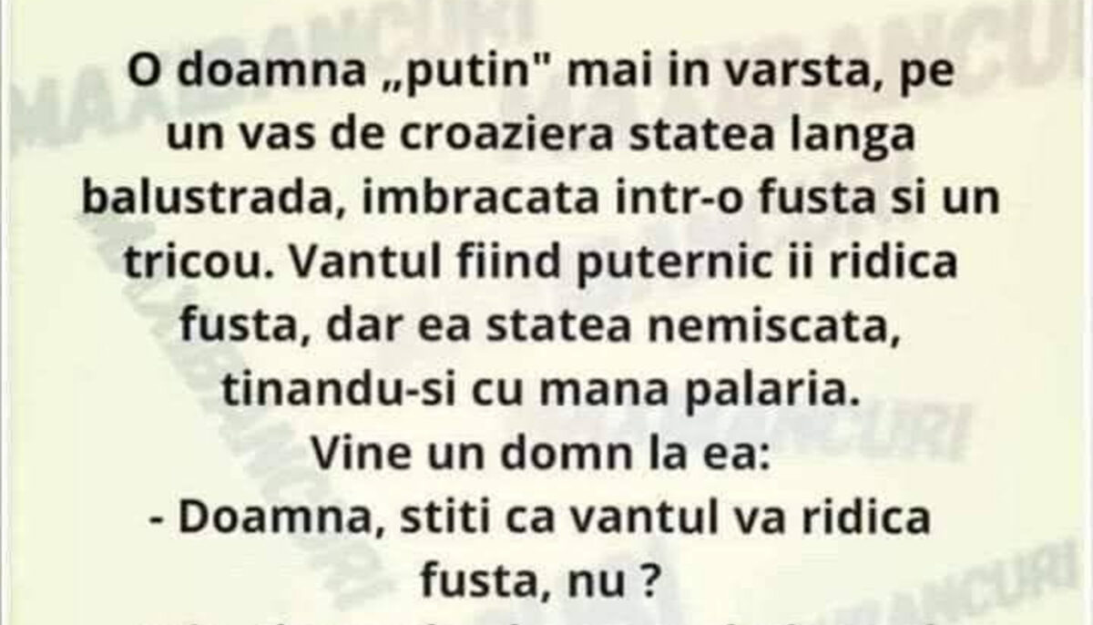 Imagine Stire BANCUL ZILEI | Ce a făcut o pensionară pe un vas de croazieră | 2review.ro