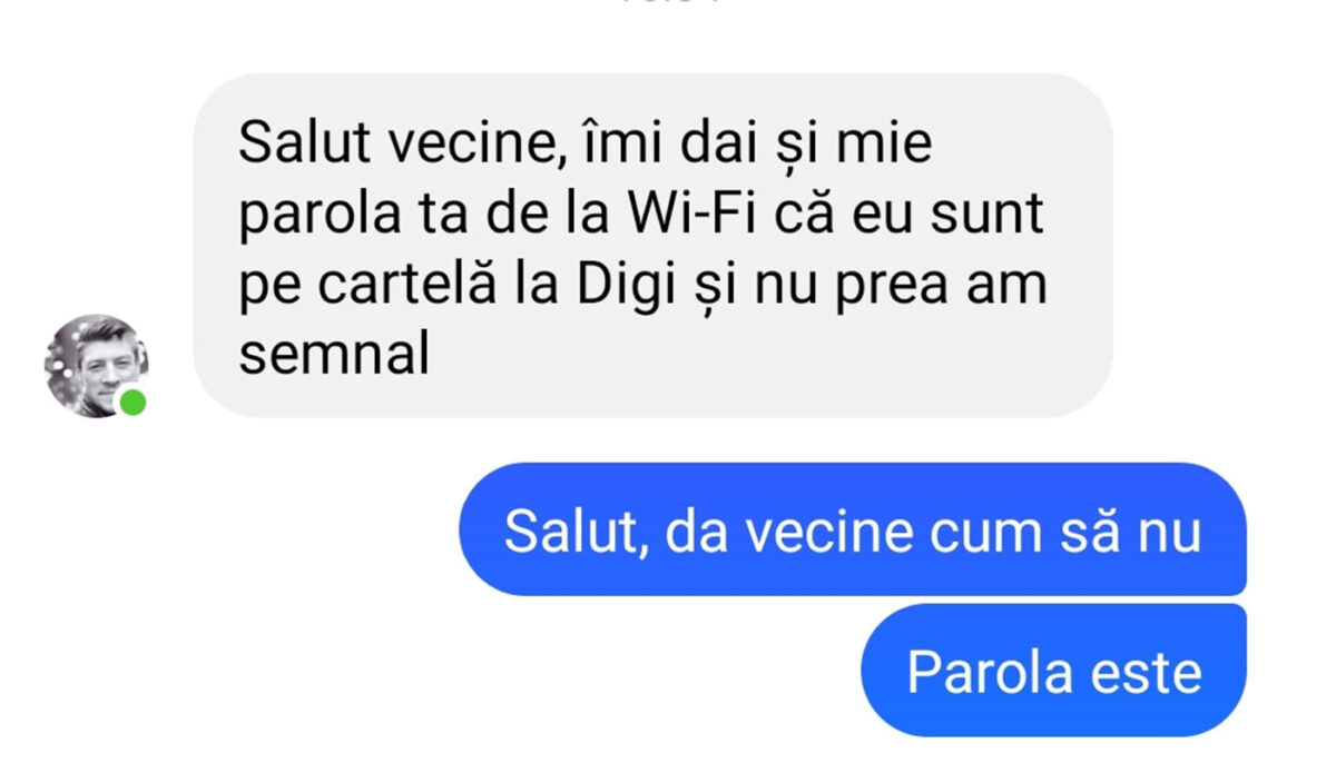 Imagine Stire BANC | „Vecine, îmi dai și mie parola ta de la Wi-Fi, că eu sunt pe cartelă Digi și nu prea am semnal?” | 2review.ro