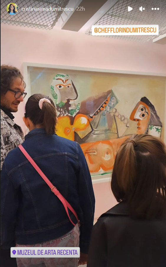 Florin Dumitrescu și fiicele sale la muzeu