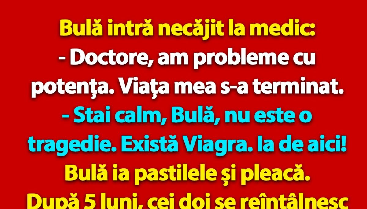 Imagine Stire BANC | Bulă intră necăjit la medic: „Doctore, am probleme cu potența” | 2review.ro