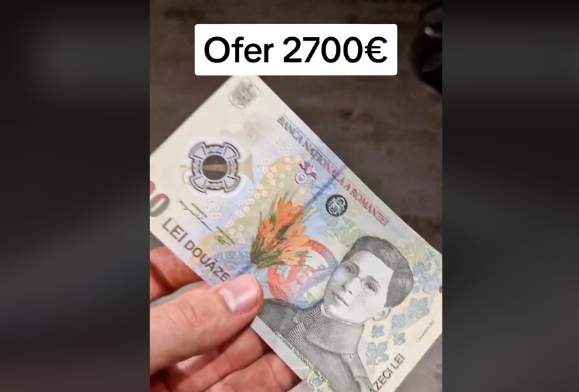 Țeapa cu bancnota de 20 de lei cumpărată cu 2700 de euro. Sute de români s-au înghesuit să își ofere „prețioșii bani”