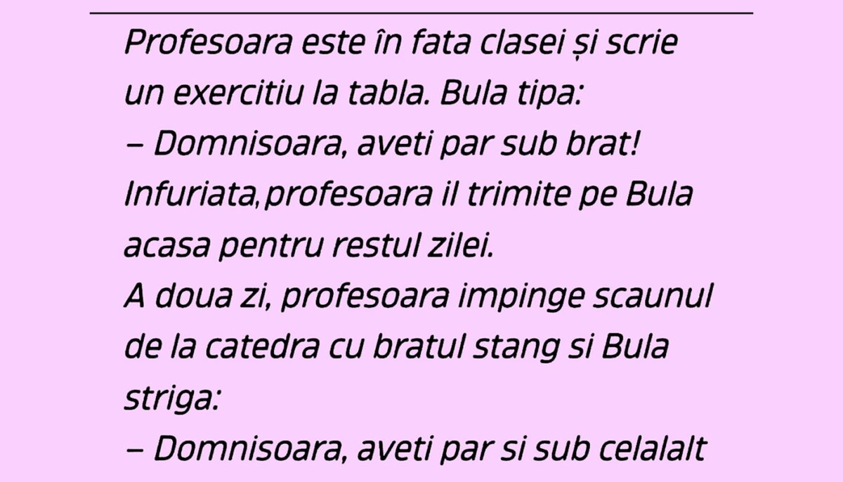 Imagine Stire BANC | Bulă și profesoara neîngrijită | 2review.ro
