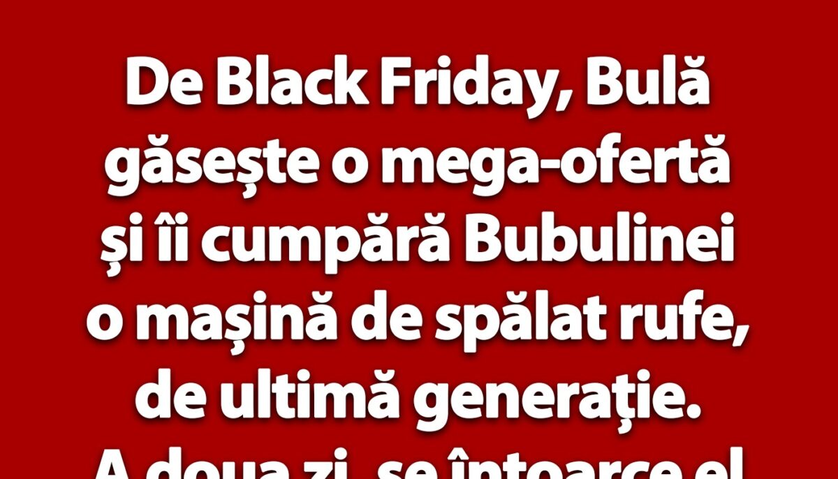 Imagine Stire BANC | Bulă îi cumpără Bubulinei o mașină de spălat rufe, de Black Friday | 2review.ro