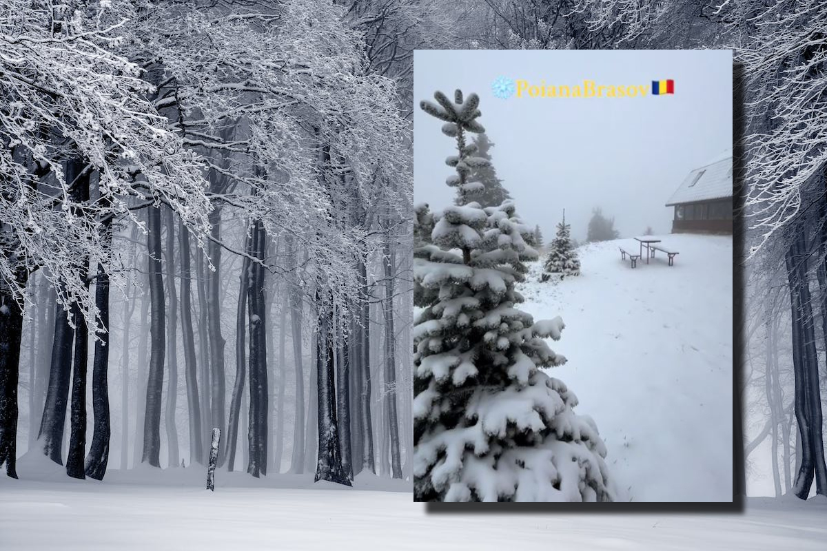 Imagini cu prima zăpadă din România. Cum arată Poiana Brașov cu 30 de zile înainte de Crăciun