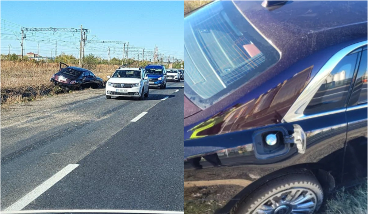 Mașina de 500.000 de euro a lui Gigi Becali a fost băgată în șanț! Accident pe centura Bucureștiului. Update: Patronul FCSB: „Eu eram la volan”