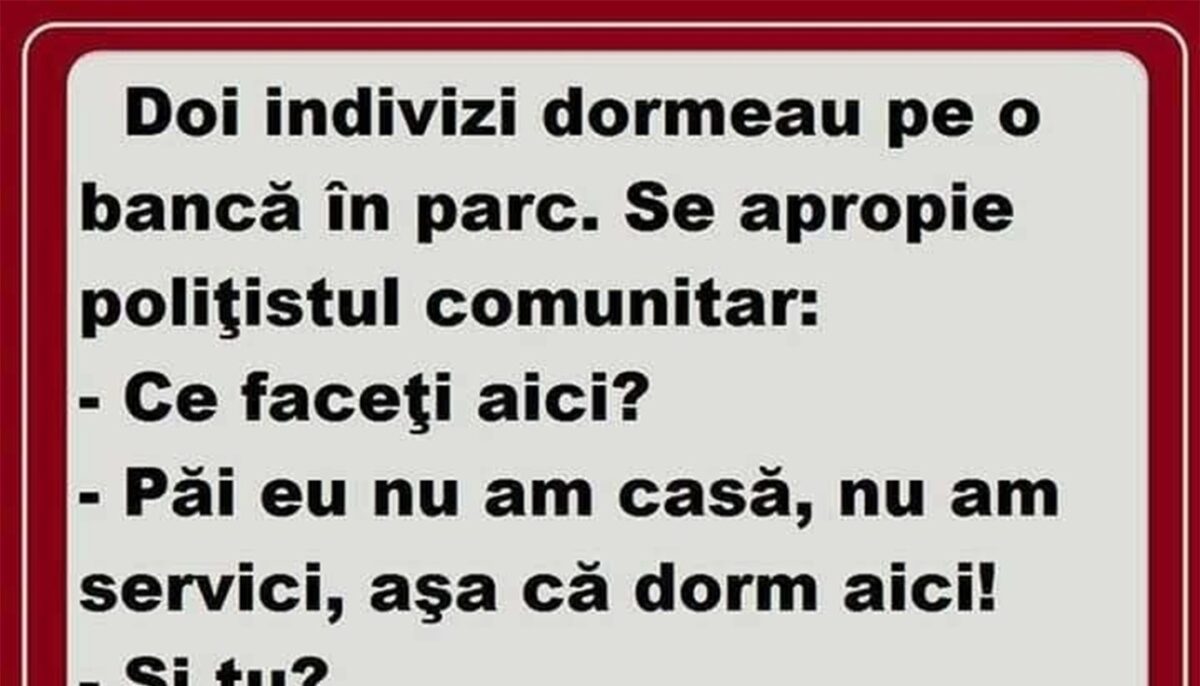 Imagine Stire BANCUL ZILEI | Doi indivizi dormeau pe o bancă, în parc | 2review.ro
