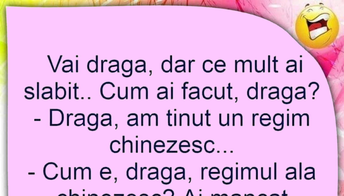Imagine Stire BANCUL ZILEI | „Dragă, am ținut un regim chinezesc” | 2review.ro