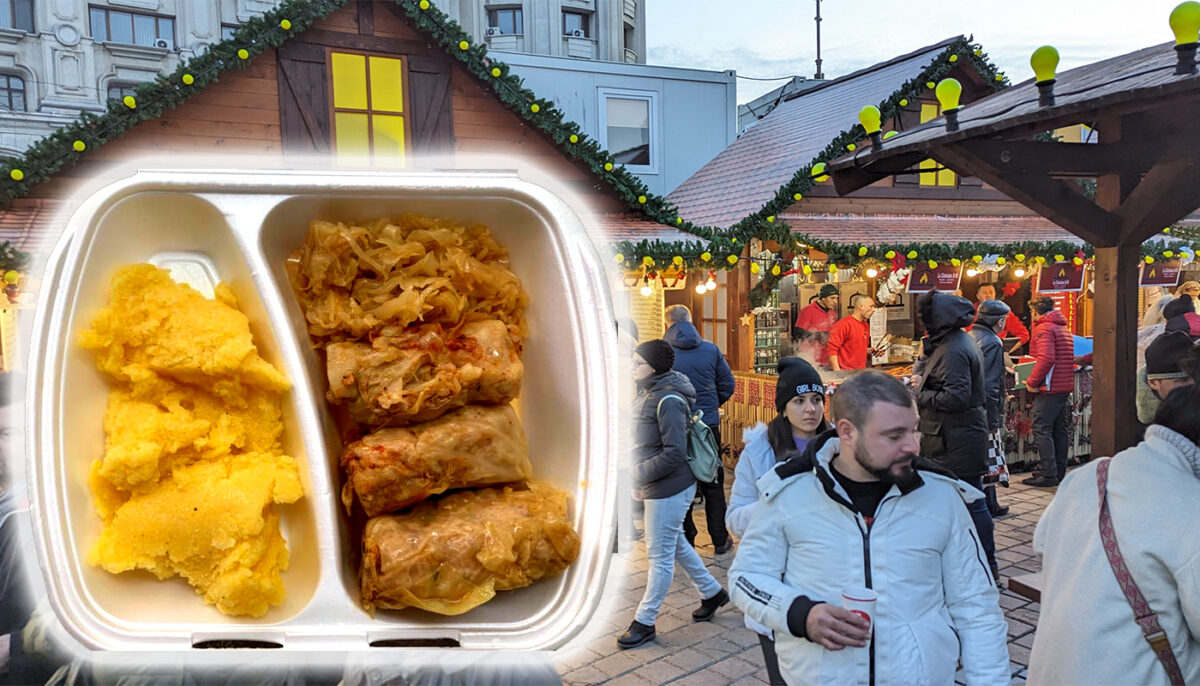 Cu câți lei se vinde o porție de sarmale cu mămăliguță, la Târgul de Crăciun din București