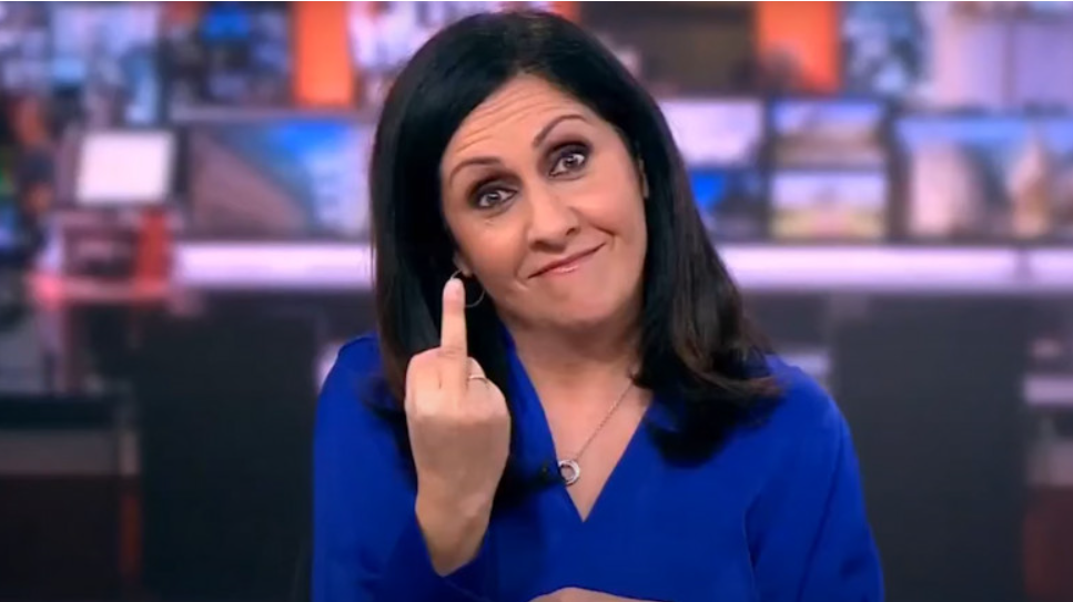Prezentatoarea de la BBC care a arătat un semn obscen pe post / Foto: Captură Video BBC