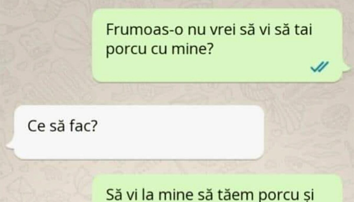 Imagine Stire Bancul de weekend | „Să vi la mine să tăem porcu” | 2review.ro