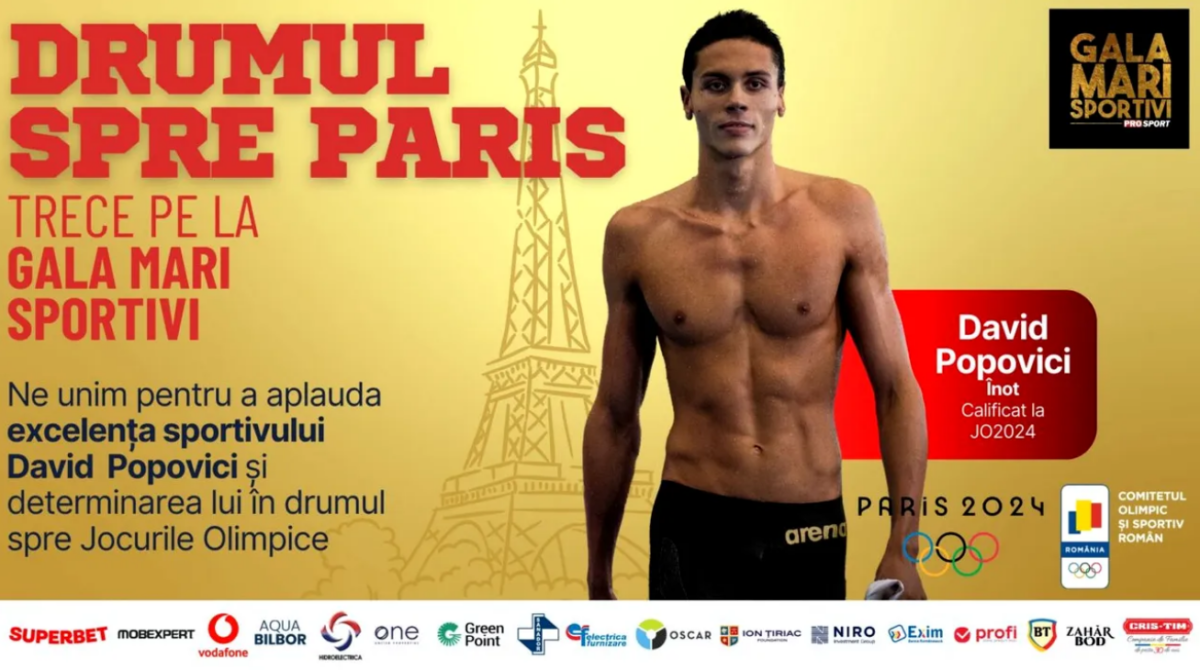 Imagine Stire Gala Mari Sportivi ProSport 2023! Campionul David Popovici, speranța natației românești pentru medalii la JO Paris 2024 | 2review.ro