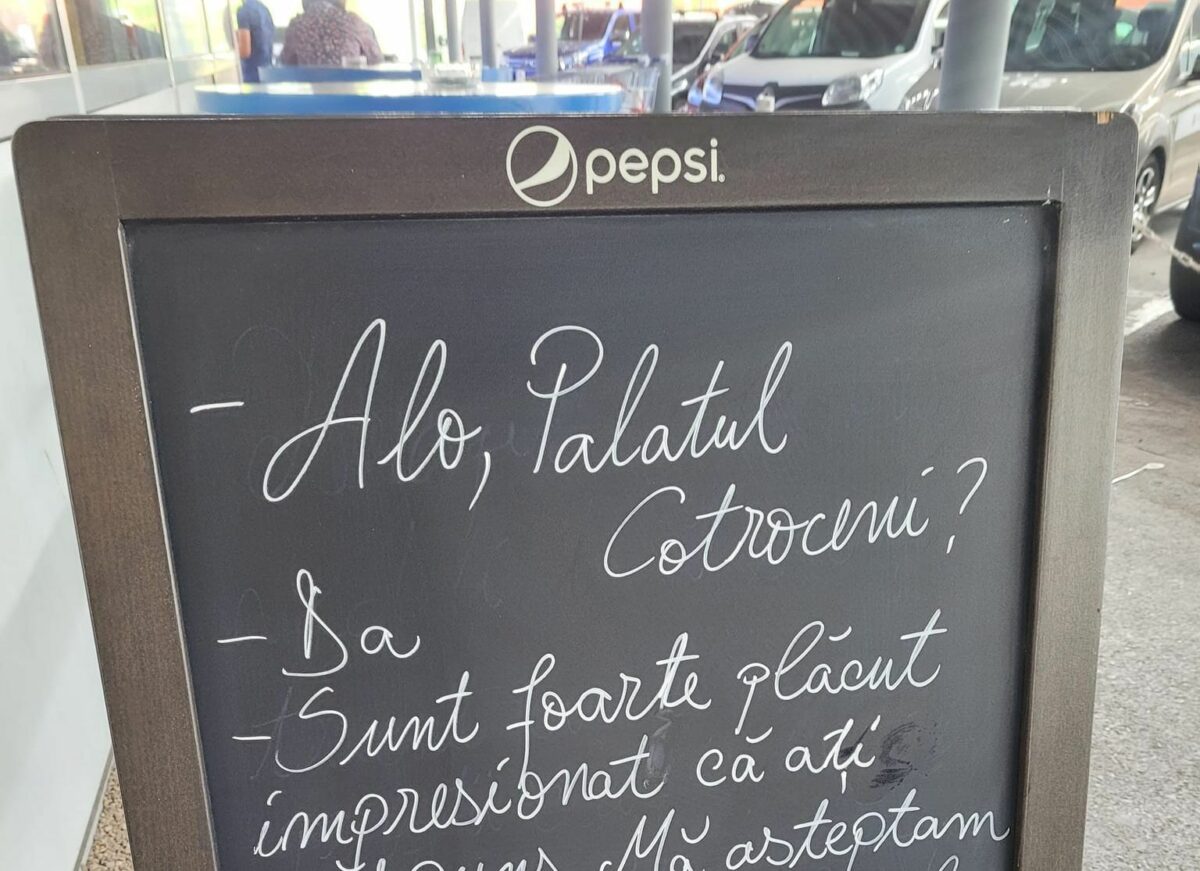 Mesaj viral apărut la intrarea unui restaurant din București. Clienții au izbucnit în râs când au văzut ce scrie: „Alo, Palatul Cotroceni?”