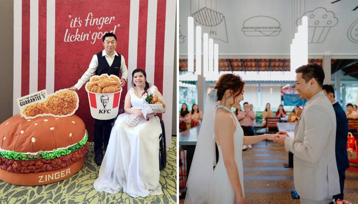 Mireasa din imagine și-a făcut nunta într-un fast-food KFC. Cât a costat-o și ce au primit invitații de mâncare