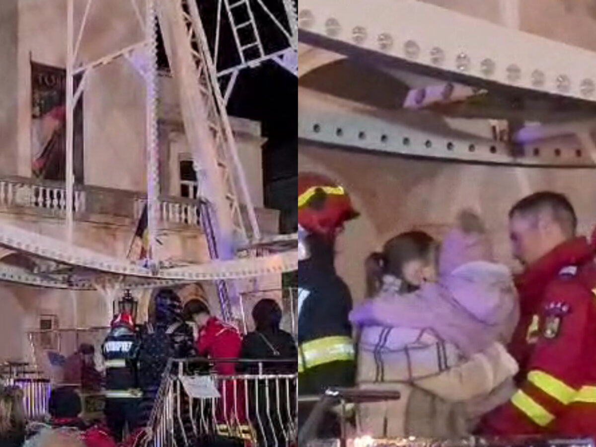Panică la târgul de Crăciun de la Constanța! „Roata mare” s-a stricat, 29 de copii și 16 adulți au rămas blocați VIDEO