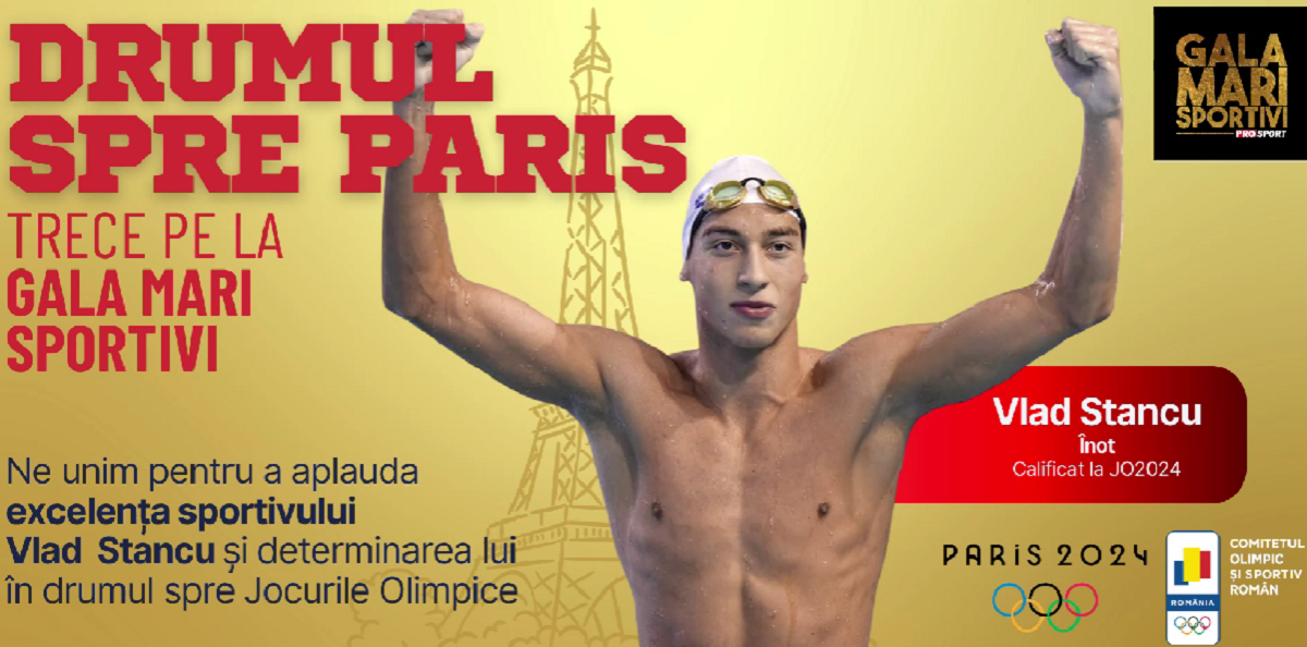 Vlad Stancu a fost premiat la Gala Mari Sportivi ProSport: „Totul a pornit cu un vis, visul de a mă califica la Jocurile Olimpice!”. VIDEO