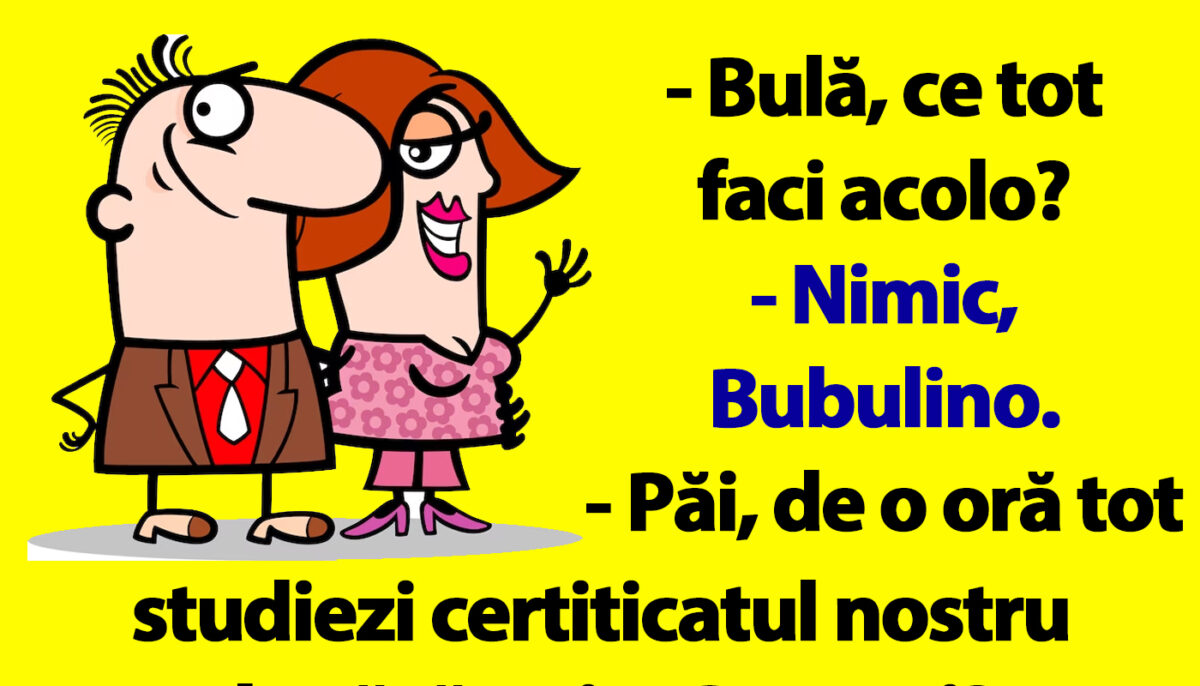 Imagine Stire BANC | Bulă, Bubulina și certificatul de căsătorie | 2review.ro