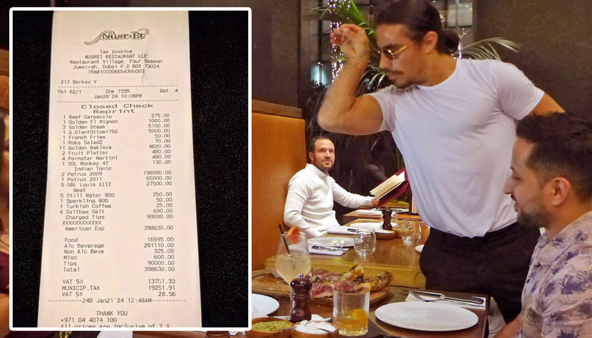 Notă de plată gigantică achitată de 4 clienți în restaurantul lui Salt Bae din Dubai. Ireal câți bani au plătit pentru o cină