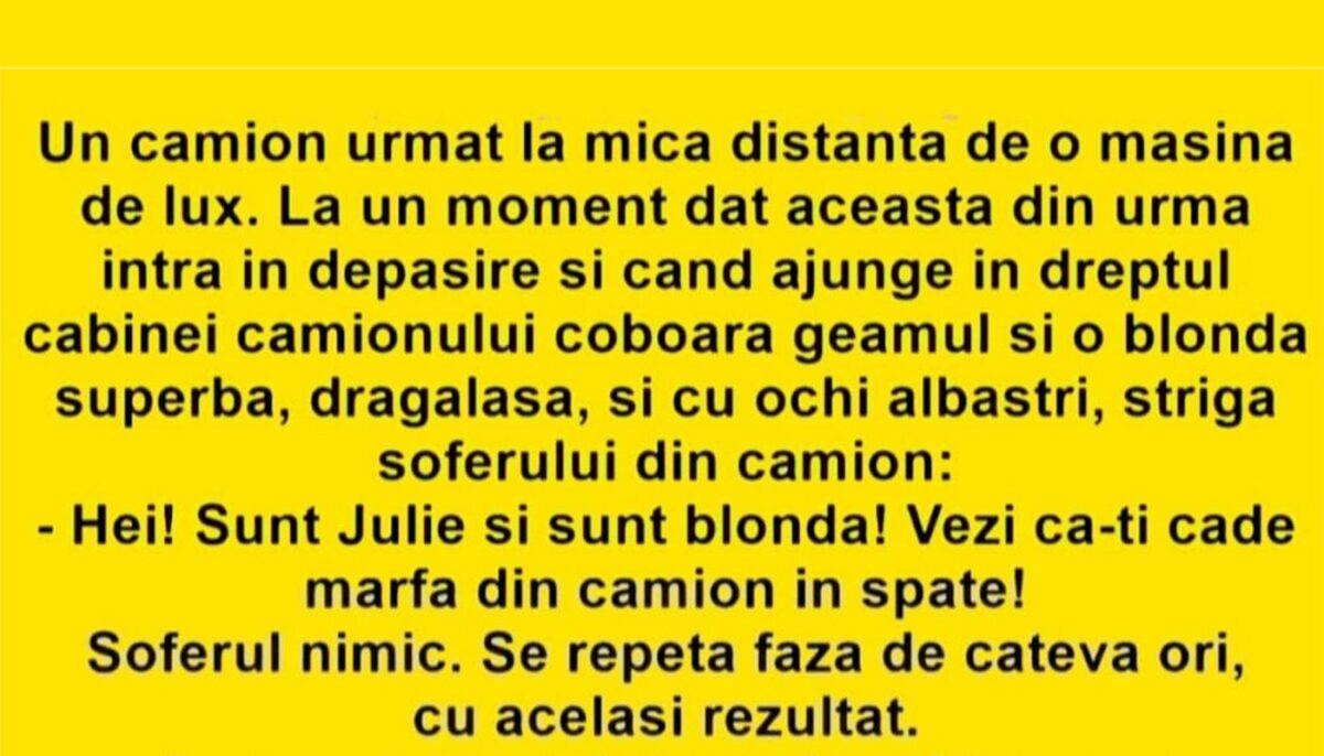 Imagine Stire Bancul începutului de săptămână | „Sunt Julie și sunt blondă!” | 2review.ro