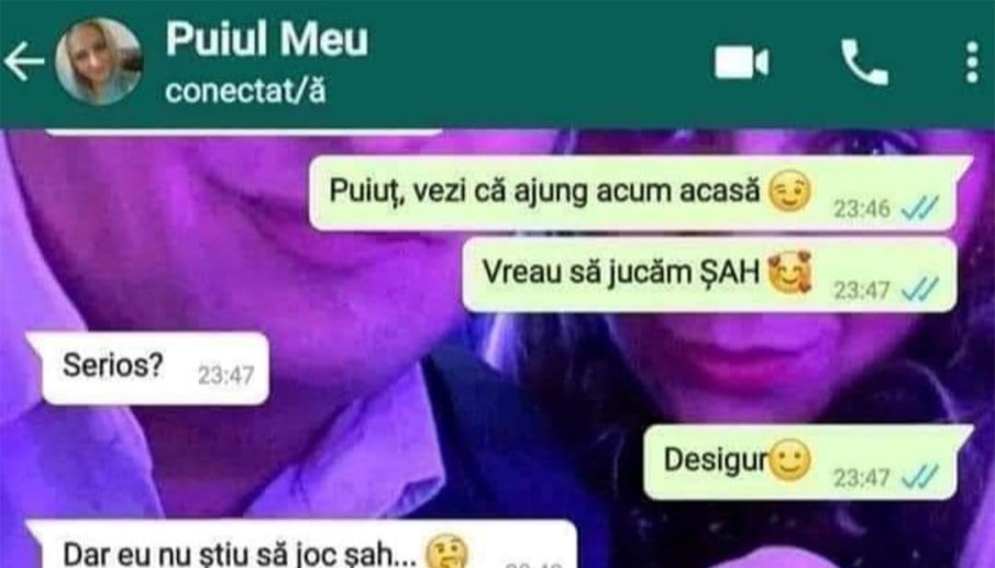 Bancul sfârșitului de săptămână | “Puiuț, vreau să jucăm șah”