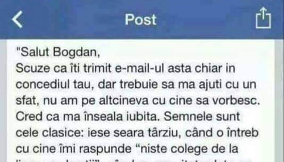 Imagine Stire Bancul sfârșitului de săptămână | „Cred că mă înșală iubita” | 2review.ro